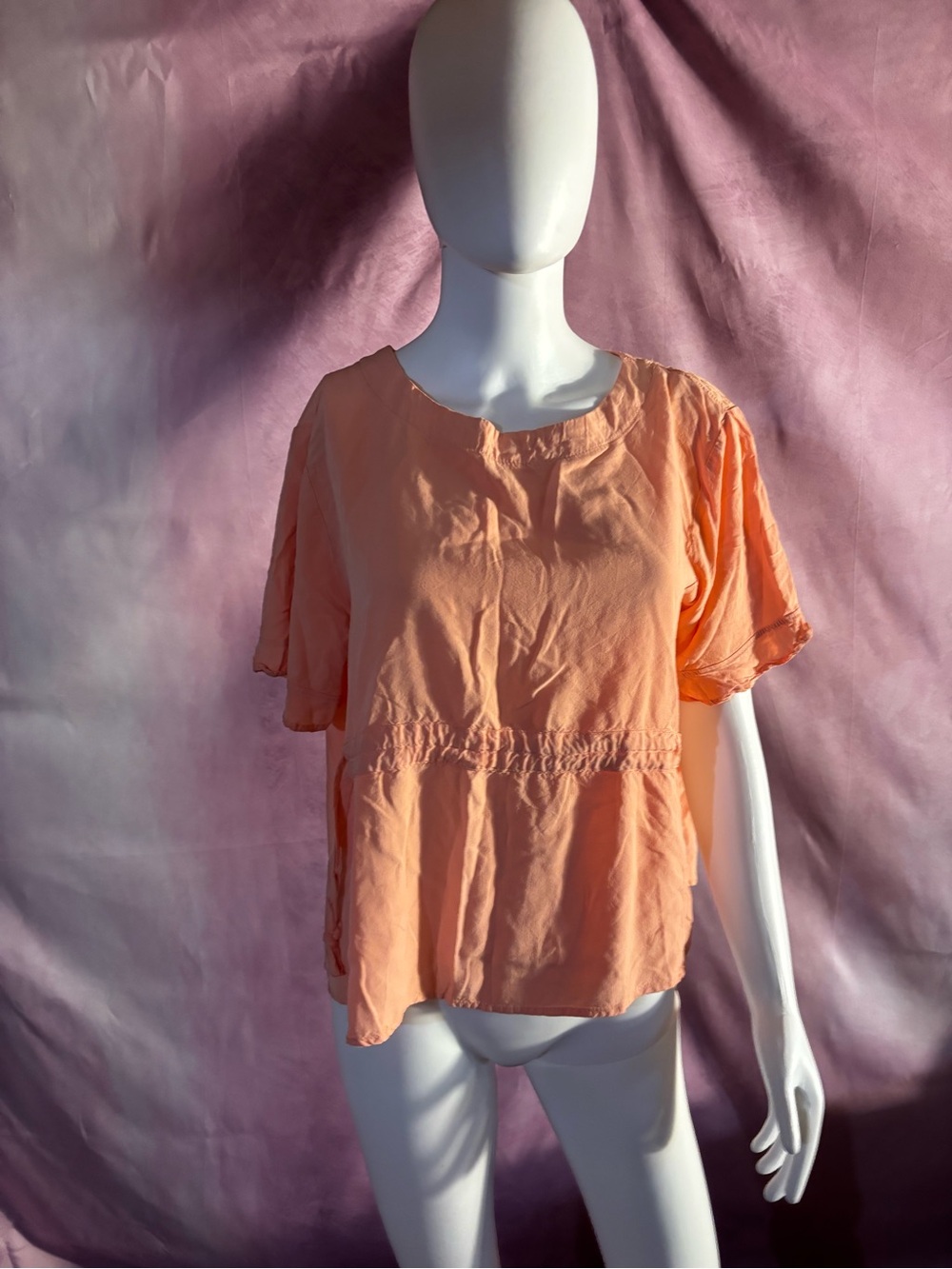 Peach Short-Sleeve Women's Top - Lightweight Casual Blouse